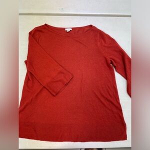 J. Jill Womens Sweater Soft Knit Hi Low Quarter Sleeve Linen Orange Sz m (1018)